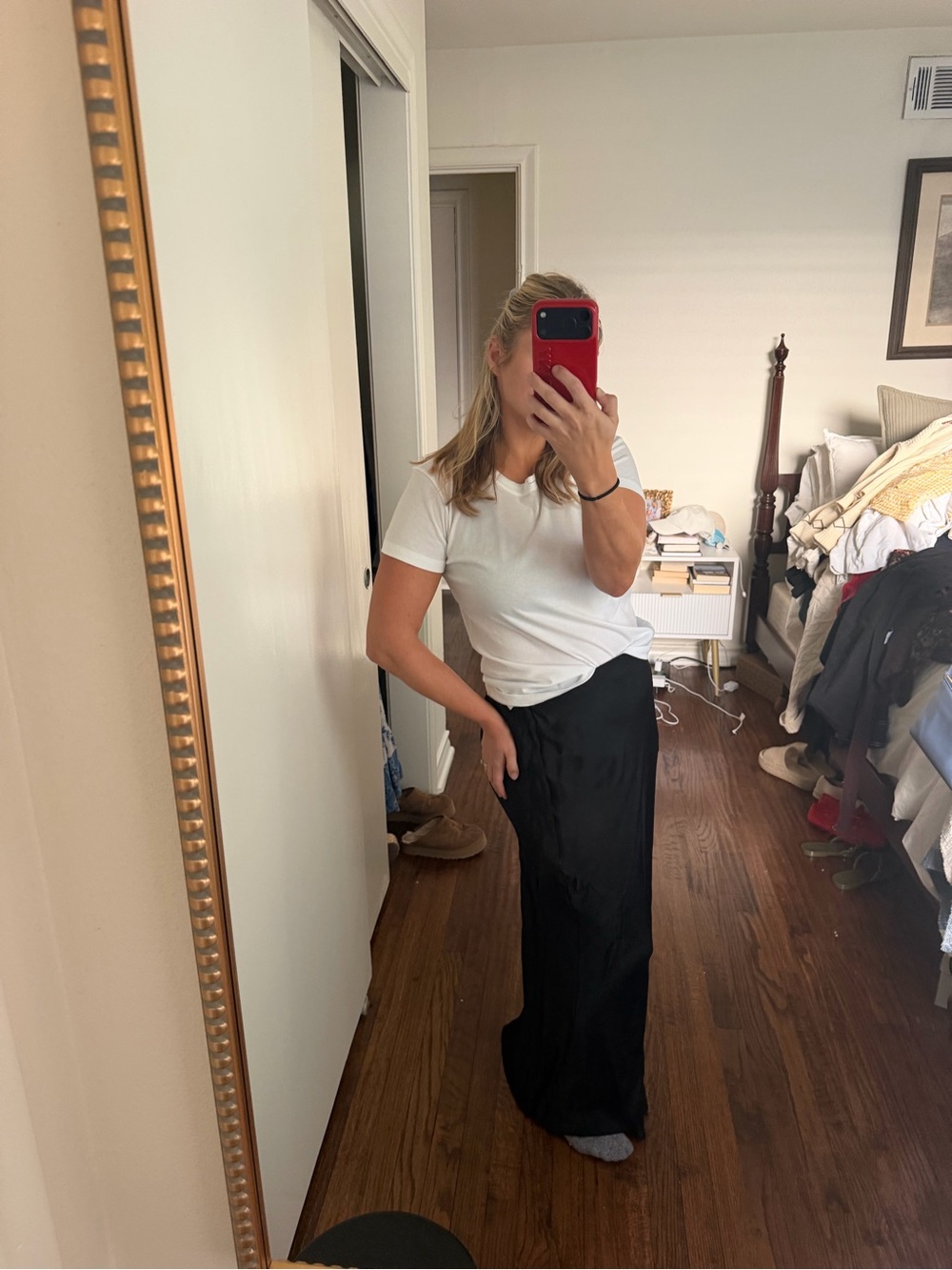 Anthropology Black Satin Maxi Skirt | M